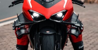 man wearing a racing suit sitting on a motorcycle